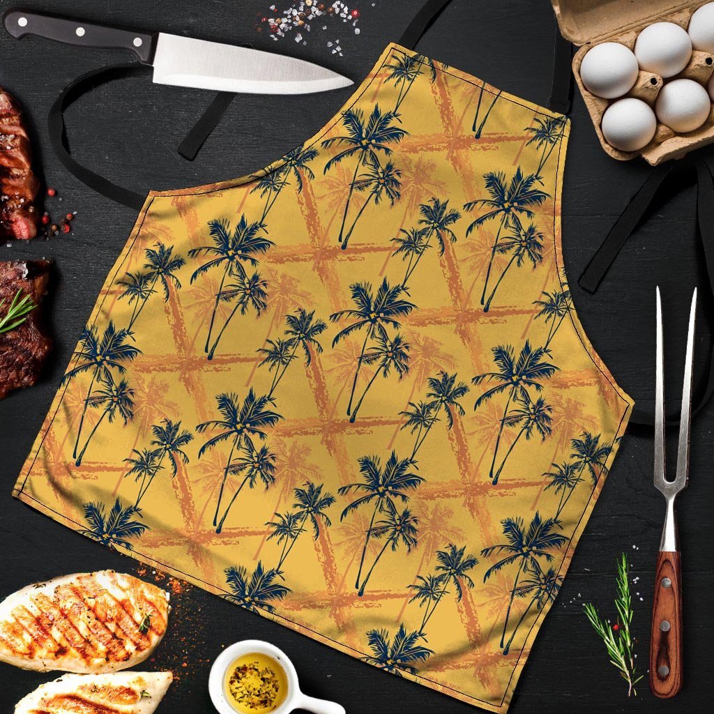 Yellow Palm Tree Hawaiian Print Men's Apron-grizzshop