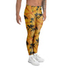 Yellow Palm Tree Hawaiian Print Men's Leggings-grizzshop