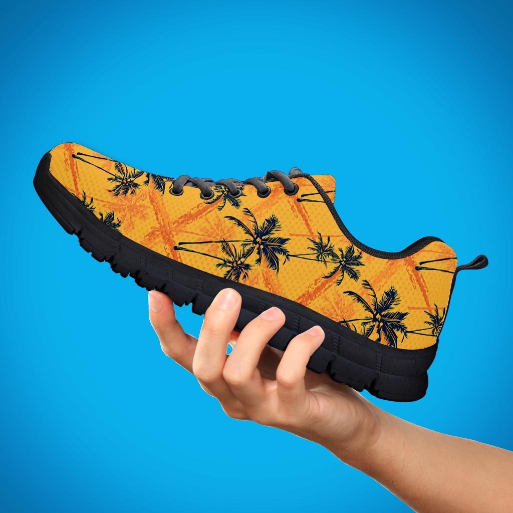 Yellow Palm Tree Hawaiian Print Men's Sneakers-grizzshop