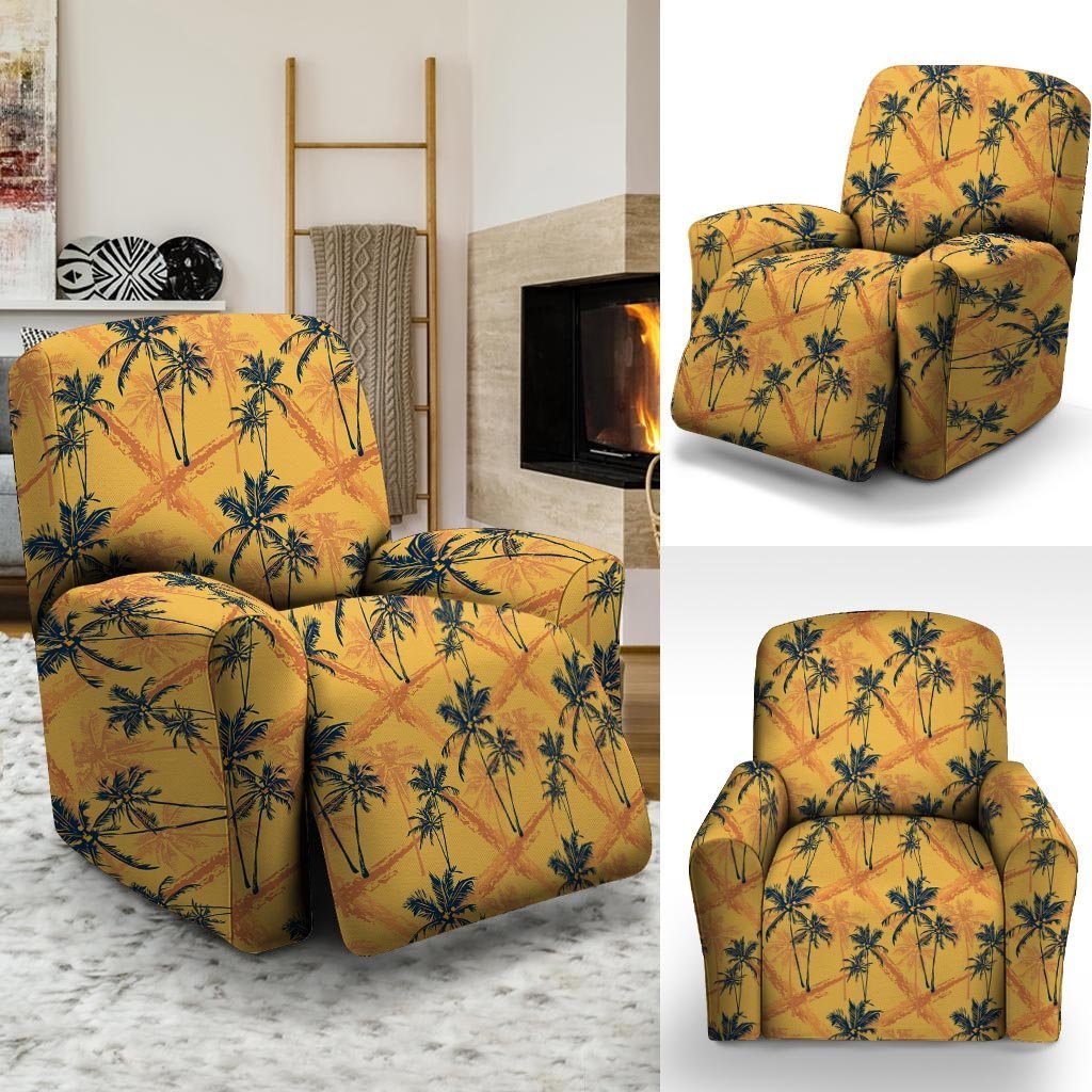 Yellow Palm Tree Hawaiian Print Recliner Cover-grizzshop