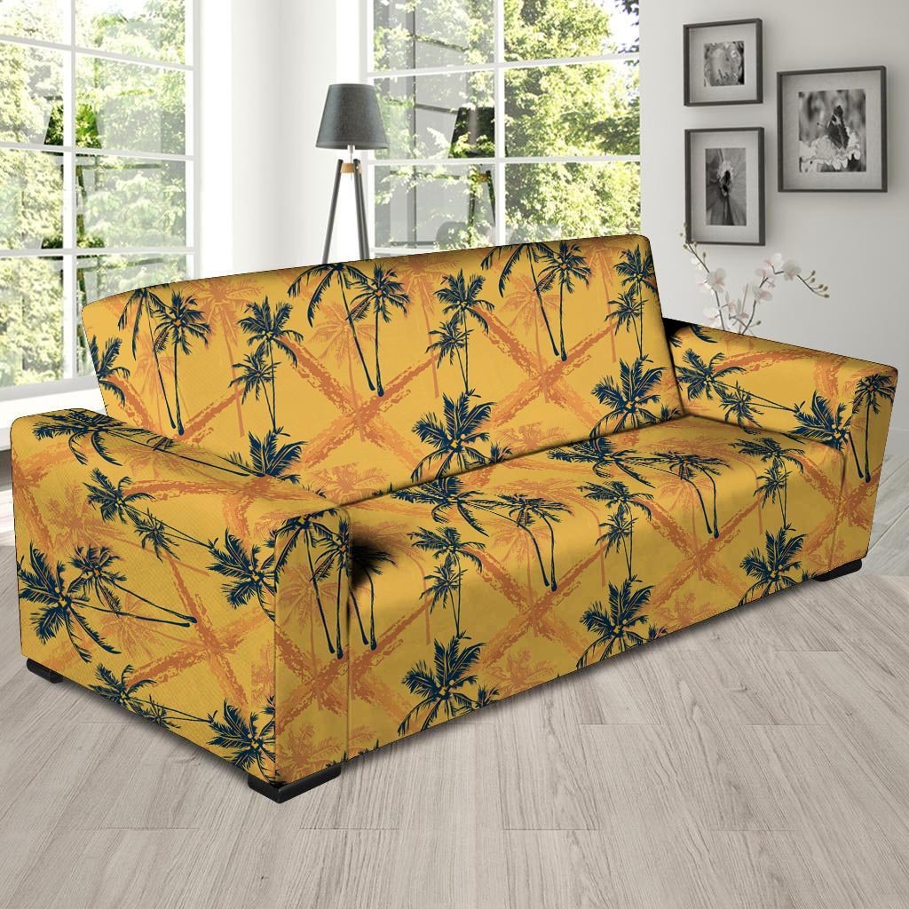 Yellow Palm Tree Hawaiian Print Sofa Cover-grizzshop