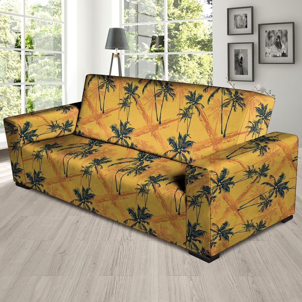 Yellow Palm Tree Hawaiian Print Sofa Cover-grizzshop