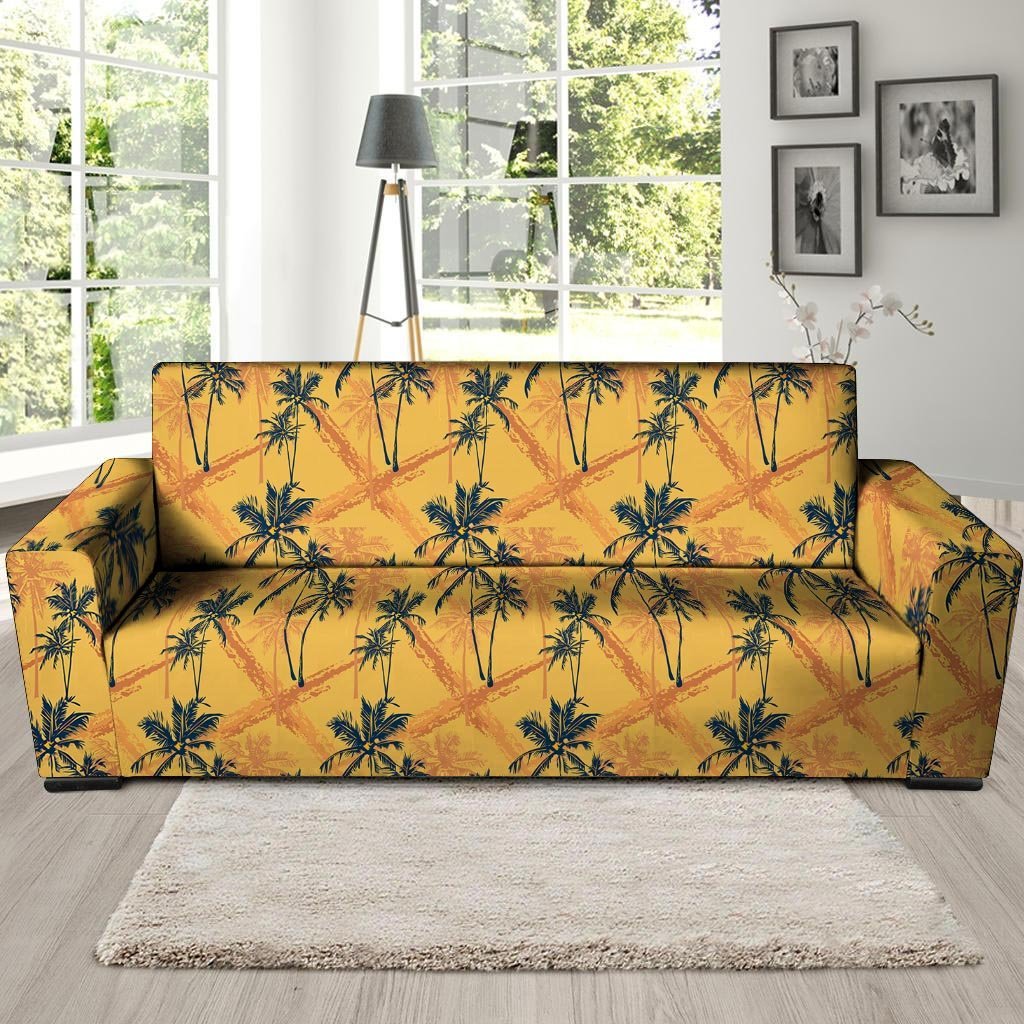 Yellow Palm Tree Hawaiian Print Sofa Cover-grizzshop