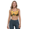 Yellow Palm Tree Hawaiian Print Sports Bra-grizzshop