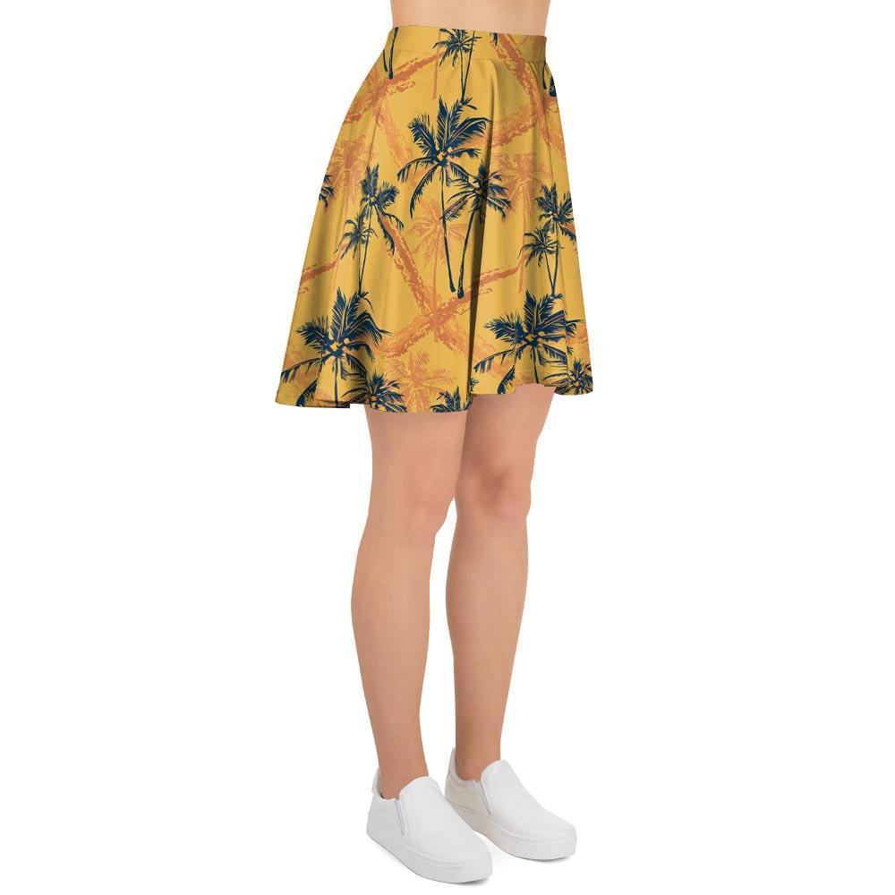 Yellow Palm Tree Hawaiian Print Women's Skirt-grizzshop