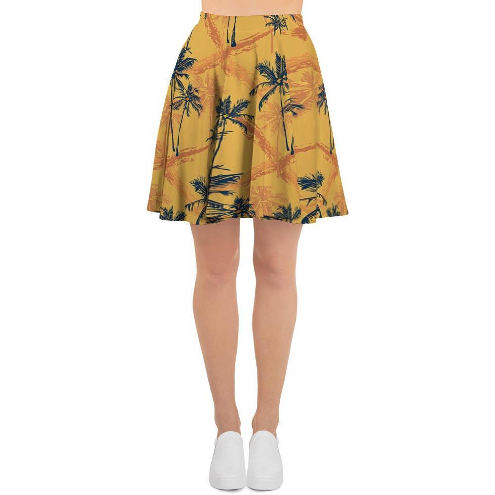 Yellow Palm Tree Hawaiian Print Women's Skirt-grizzshop