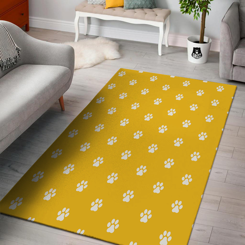 Yellow Paw Print Floor Mat-grizzshop