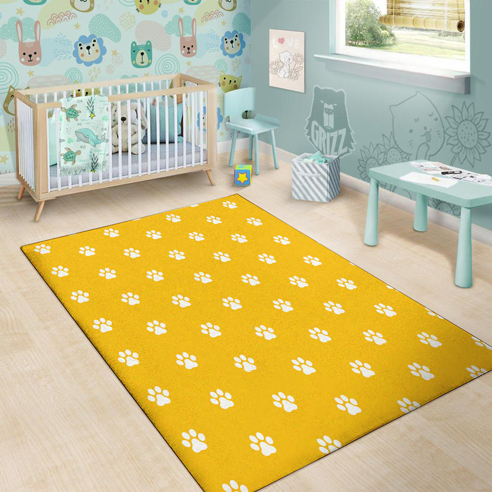 Yellow Paw Print Floor Mat-grizzshop