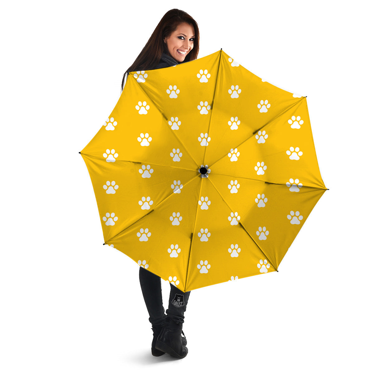 Yellow Paw Print Umbrella-grizzshop