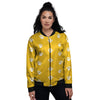 Yellow Paw Print Women's Bomber Jacket-grizzshop