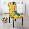 Yellow Peacock Floral Pattern Print Chair Cover-grizzshop