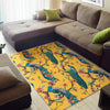 Yellow Peacock Floral Pattern Print Floor Mat-grizzshop