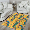 Yellow Peacock Floral Pattern Print Floor Mat-grizzshop