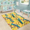 Yellow Peacock Floral Pattern Print Floor Mat-grizzshop