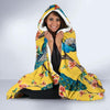 Yellow Peacock Floral Pattern Print Hooded Blanket-grizzshop