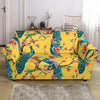 Yellow Peacock Floral Pattern Print Loveseat Cover-grizzshop