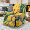 Yellow Peacock Floral Pattern Print Recliner Cover-grizzshop