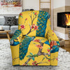 Yellow Peacock Floral Pattern Print Recliner Cover-grizzshop