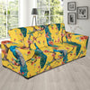 Yellow Peacock Floral Pattern Print Sofa Covers-grizzshop