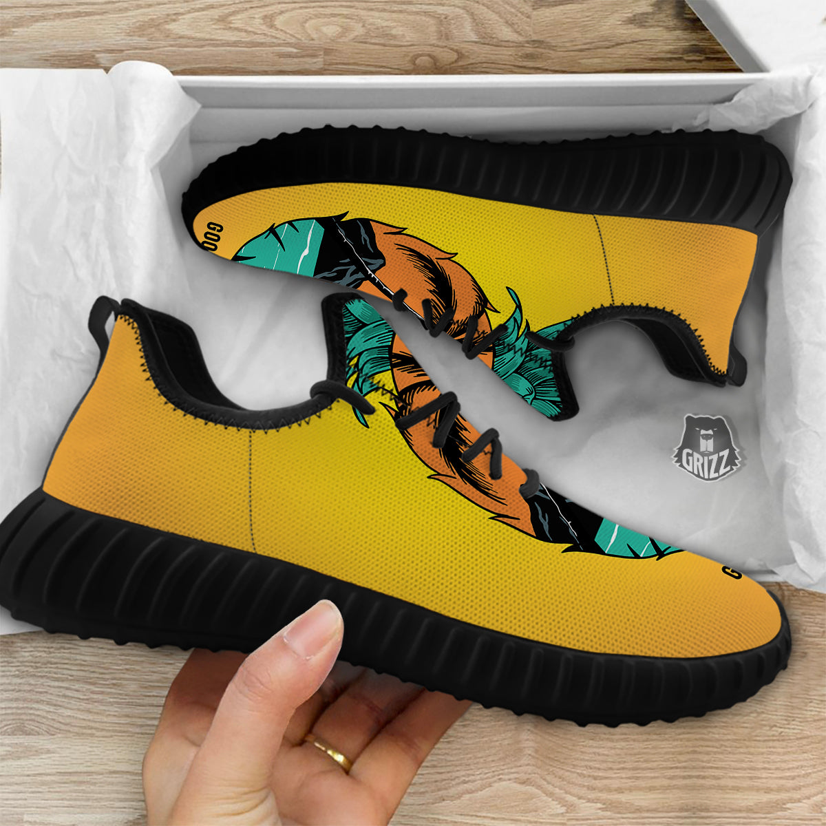 Yellow Pineapple Aloha Tropical Island Print Black Walking Shoes-grizzshop