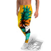 Yellow Pineapple Aloha Tropical Island Print Men's Leggings-grizzshop