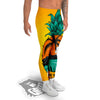 Yellow Pineapple Aloha Tropical Island Print Men's Leggings-grizzshop