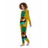 Yellow Pineapple Aloha Tropical Island Print Women's Pajamas-grizzshop