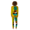 Yellow Pineapple Aloha Tropical Island Print Women's Pajamas-grizzshop
