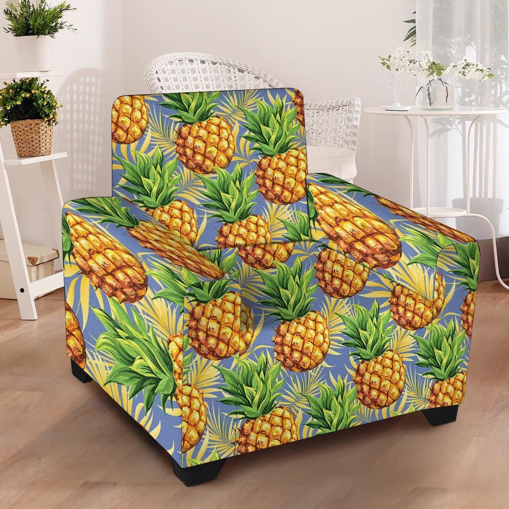 Yellow Pineapple Hawaiian Print Armchair Cover-grizzshop