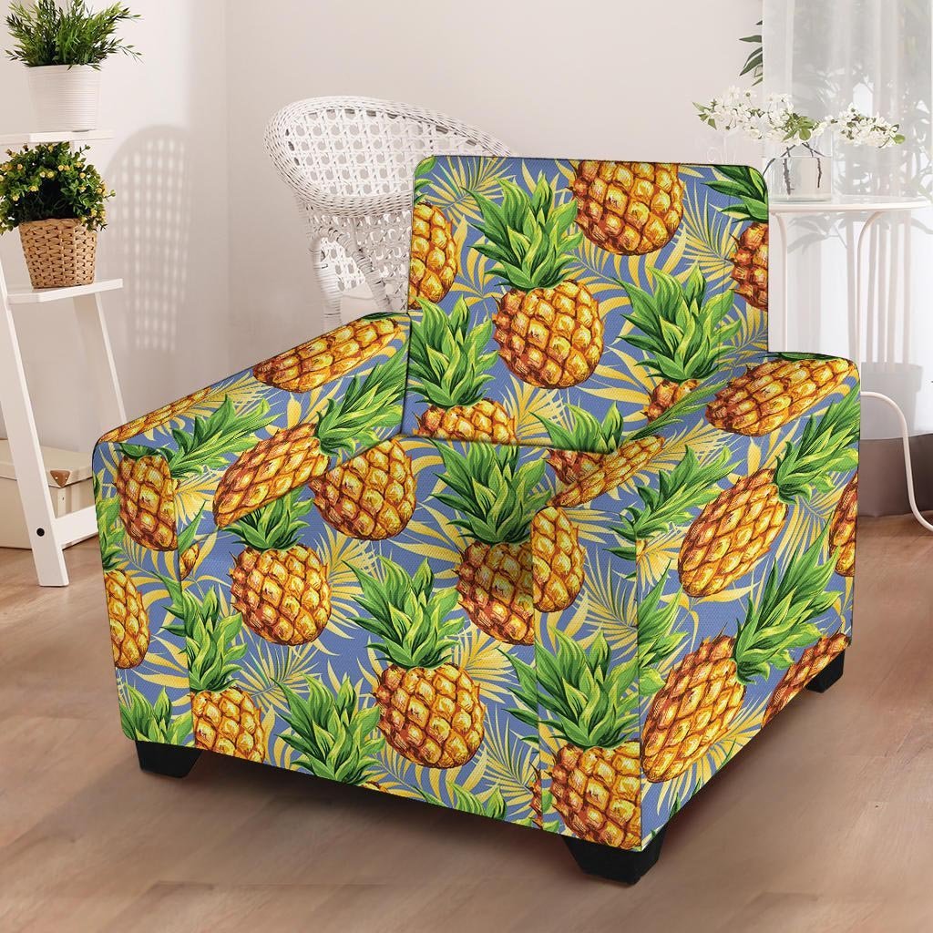 Yellow Pineapple Hawaiian Print Armchair Cover-grizzshop