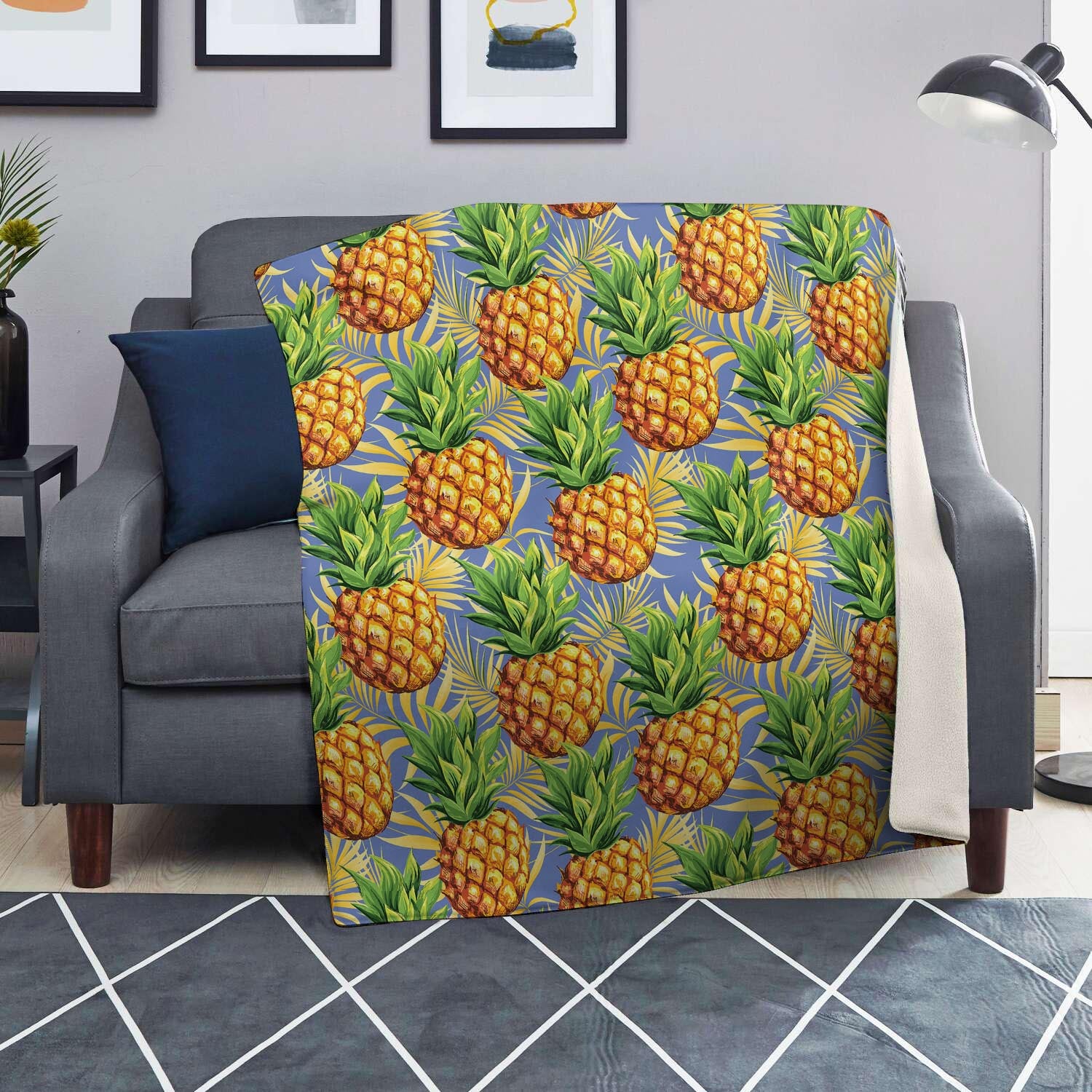 Yellow Pineapple Hawaiian Print Blanket-grizzshop