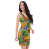 Yellow Pineapple Hawaiian Print Bodycon Dress-grizzshop