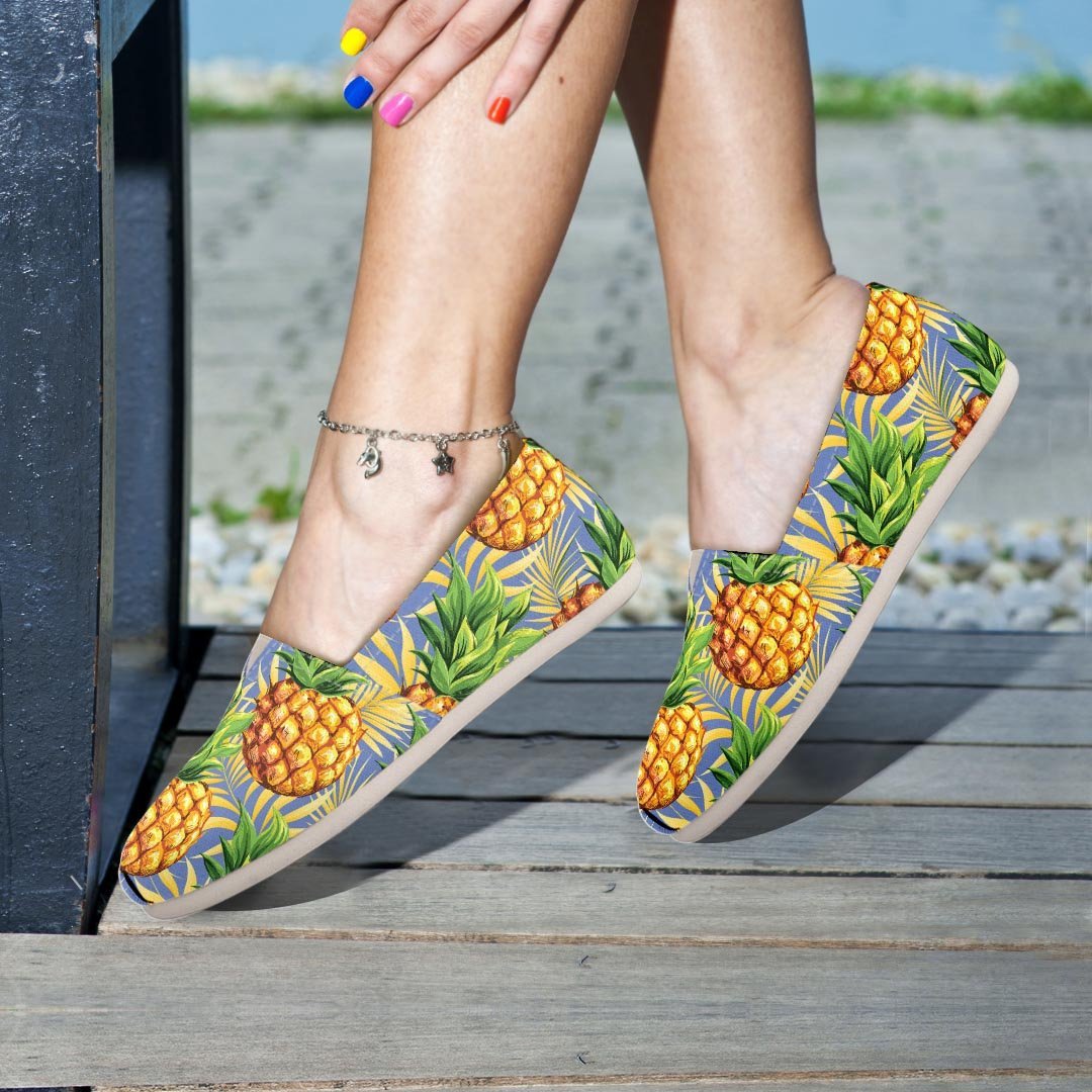 Yellow Pineapple Hawaiian Print Canvas Shoes-grizzshop