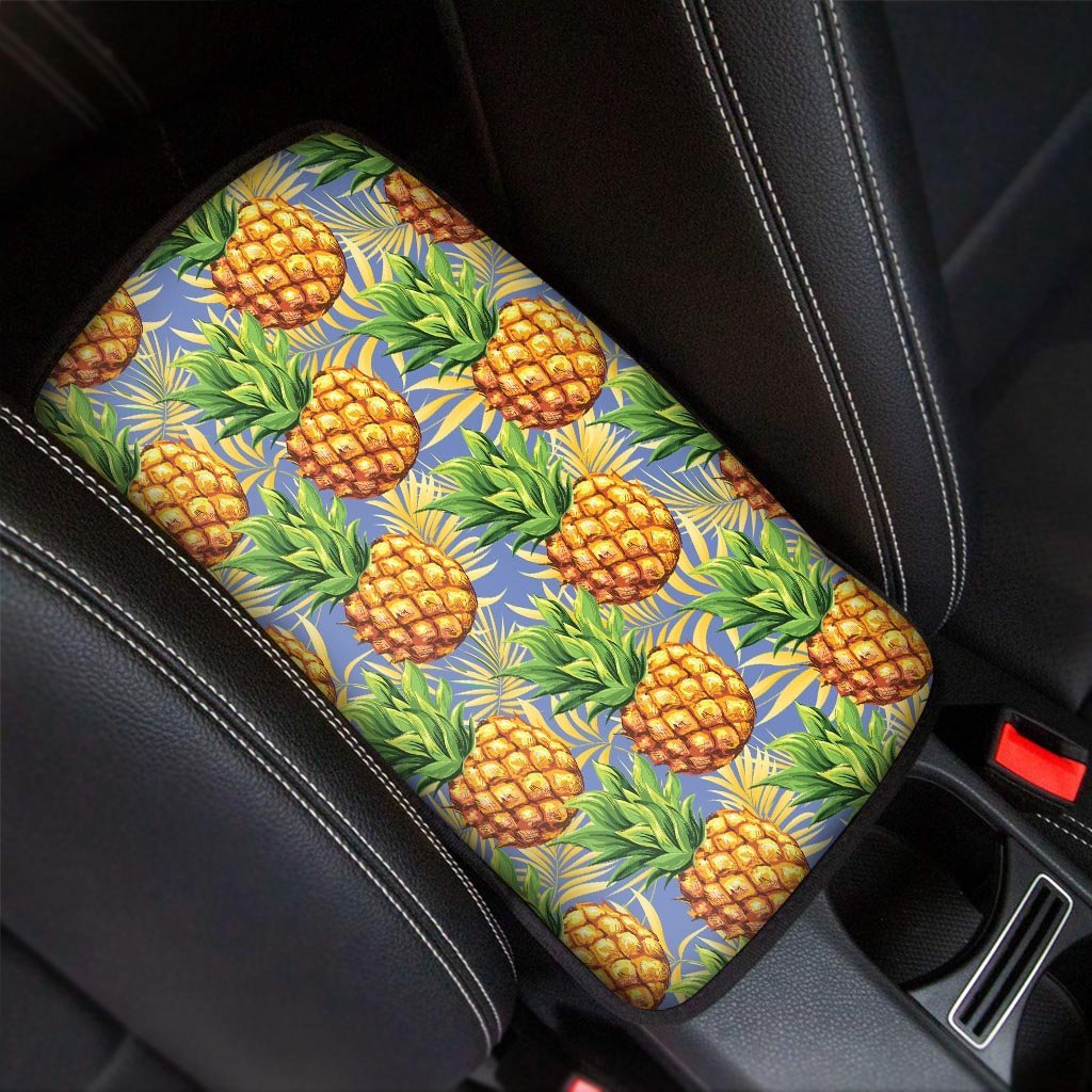 Yellow Pineapple Hawaiian Print Car Console Cover-grizzshop