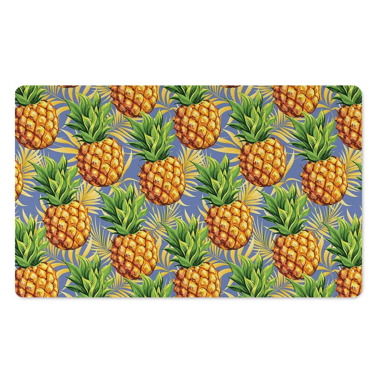 Yellow Pineapple Hawaiian Print Door Mat-grizzshop