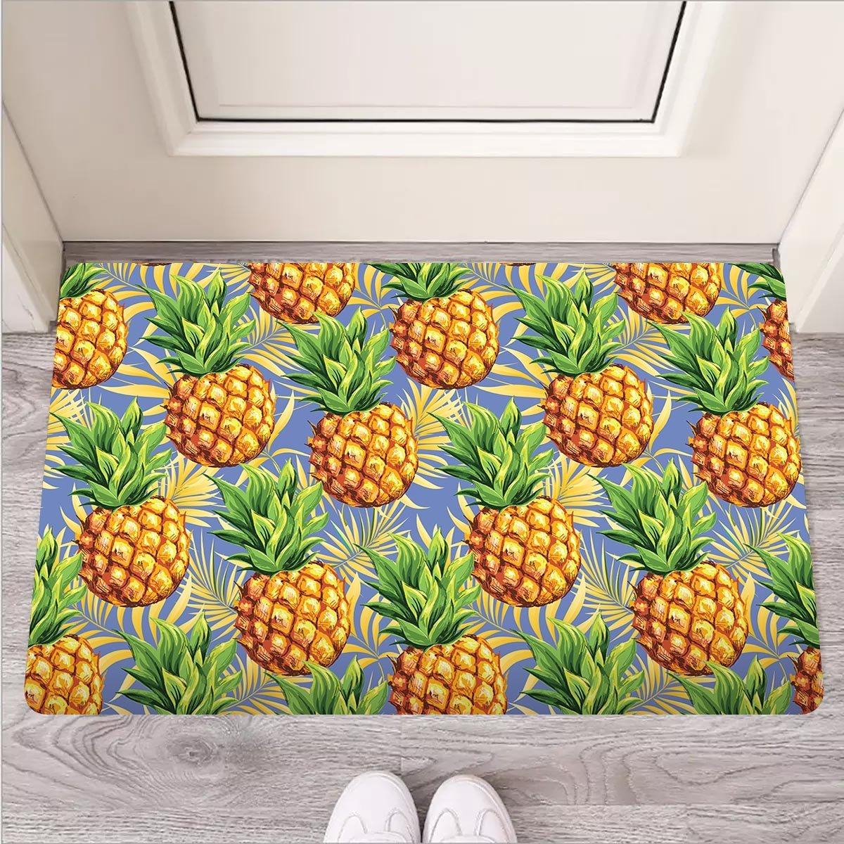Yellow Pineapple Hawaiian Print Door Mat-grizzshop