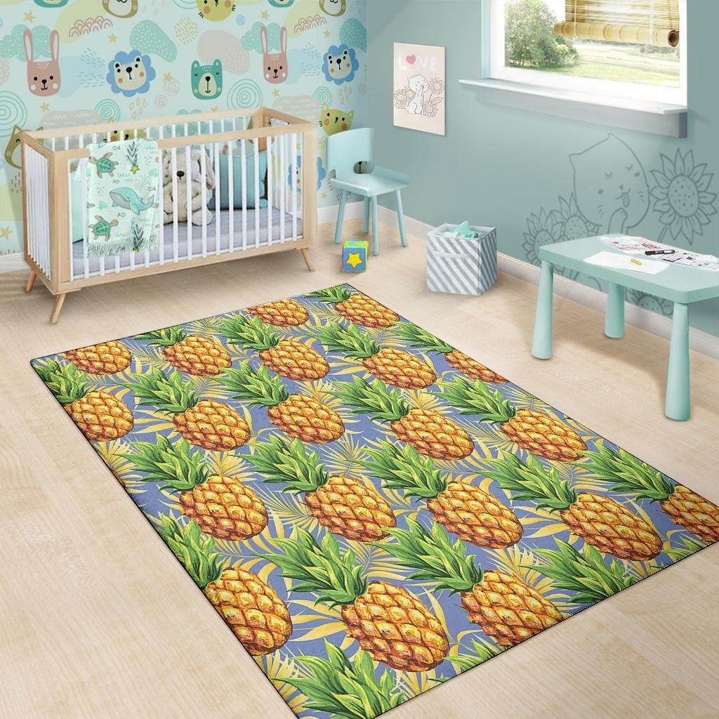 Yellow Pineapple Hawaiian Print Floor Mat-grizzshop