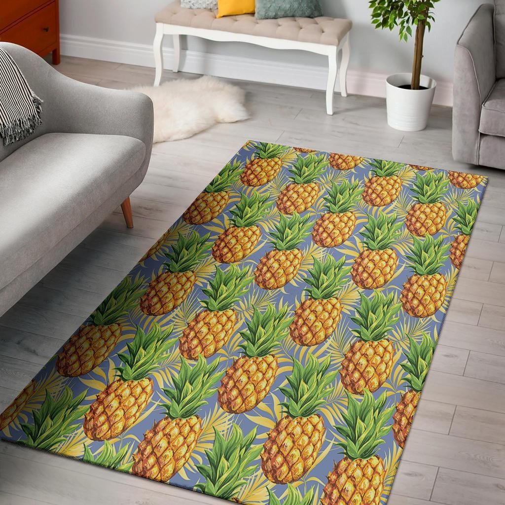 Yellow Pineapple Hawaiian Print Floor Mat-grizzshop