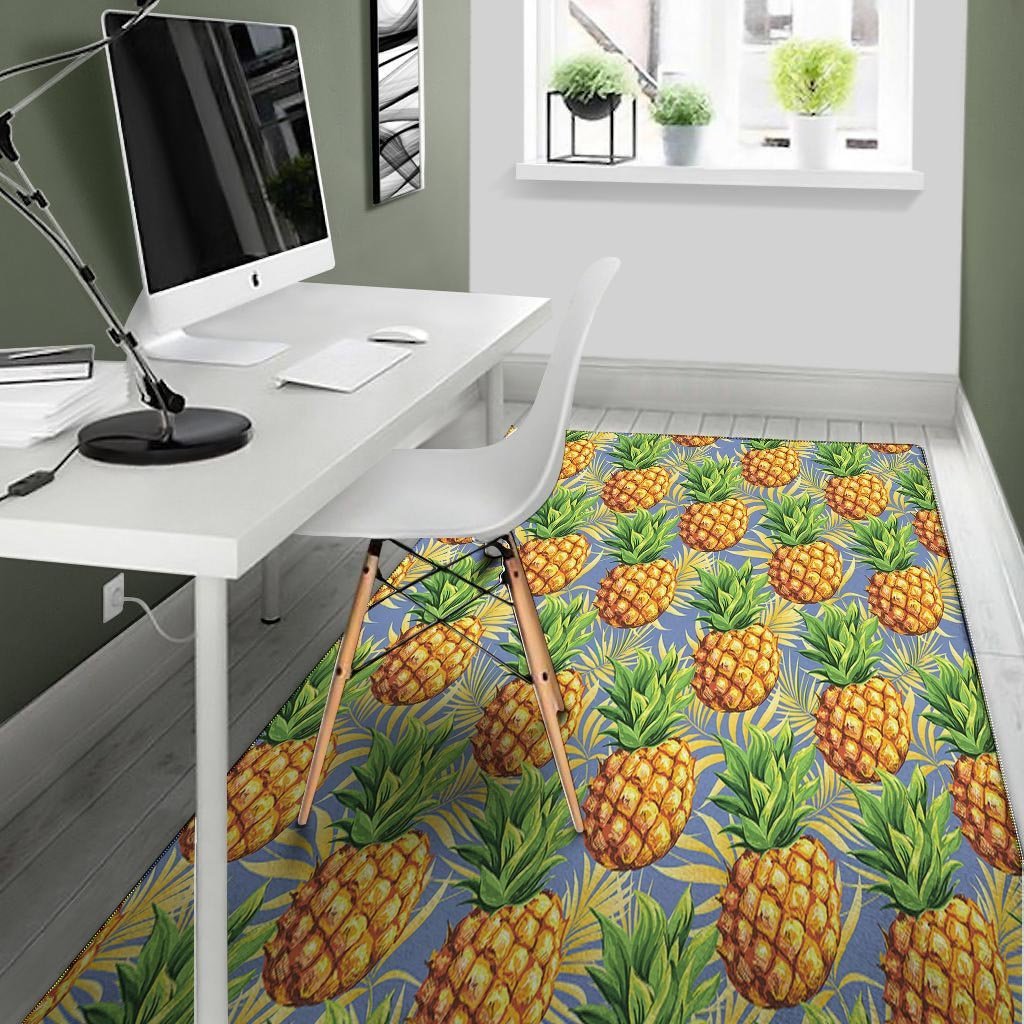 Yellow Pineapple Hawaiian Print Floor Mat-grizzshop