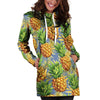 Yellow Pineapple Hawaiian Print Hoodie Dress-grizzshop