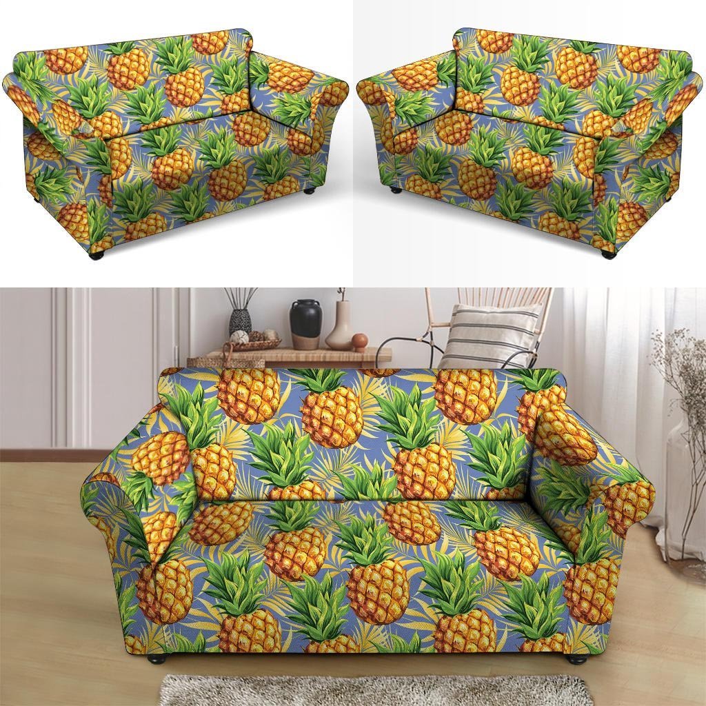 Yellow Pineapple Hawaiian Print Loveseat Cover-grizzshop
