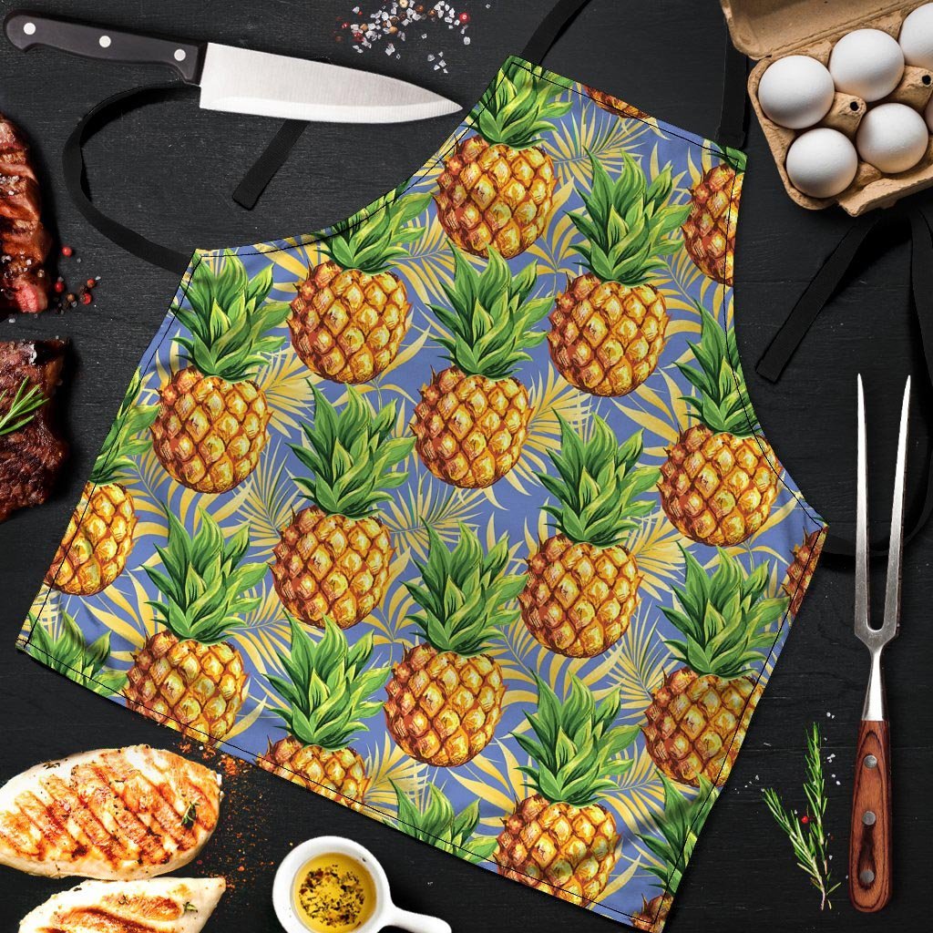 Yellow Pineapple Hawaiian Print Men's Apron-grizzshop