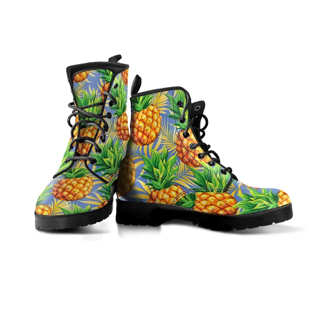 Yellow Pineapple Hawaiian Print Men's Boots-grizzshop