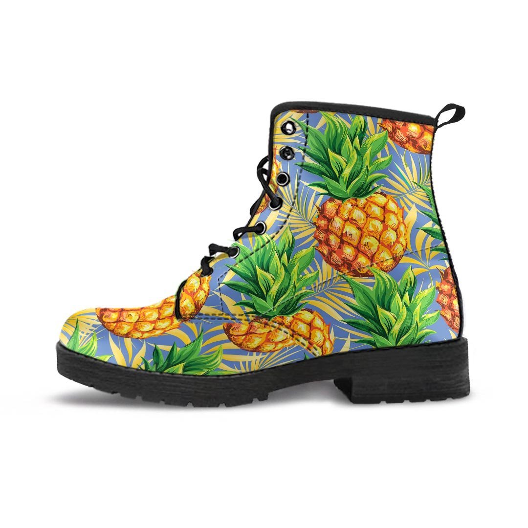 Yellow Pineapple Hawaiian Print Men's Boots-grizzshop