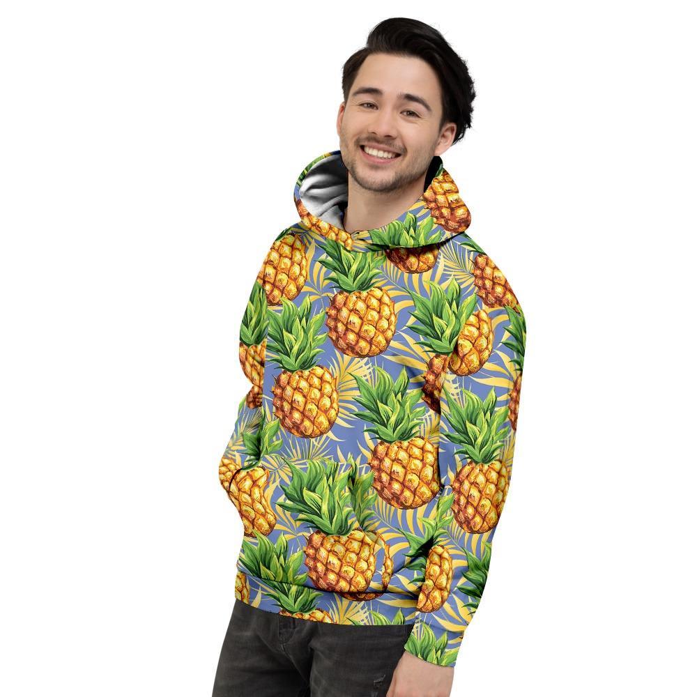 Yellow Pineapple Hawaiian Print Men's Hoodie-grizzshop