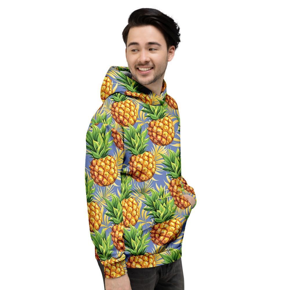Yellow Pineapple Hawaiian Print Men's Hoodie-grizzshop