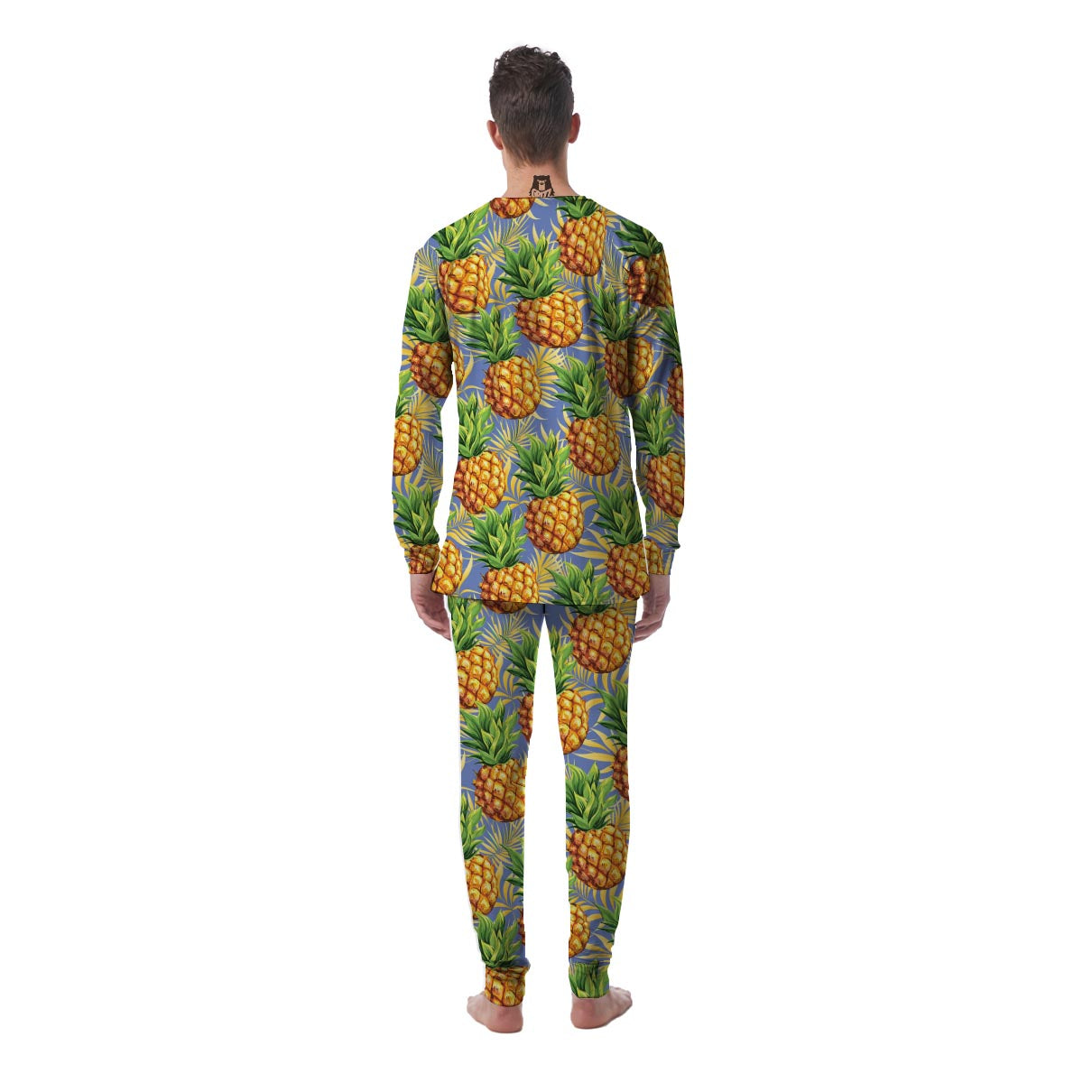 Yellow Pineapple Hawaiian Print Men's Pajamas-grizzshop