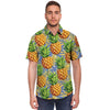 Yellow Pineapple Hawaiian Print Men's Short Sleeve Shirt-grizzshop