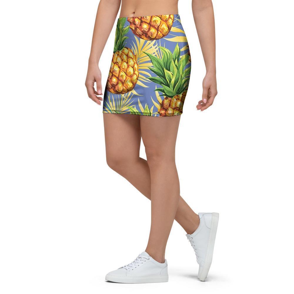 Yellow Pineapple Hawaiian Print Mini Skirt-grizzshop