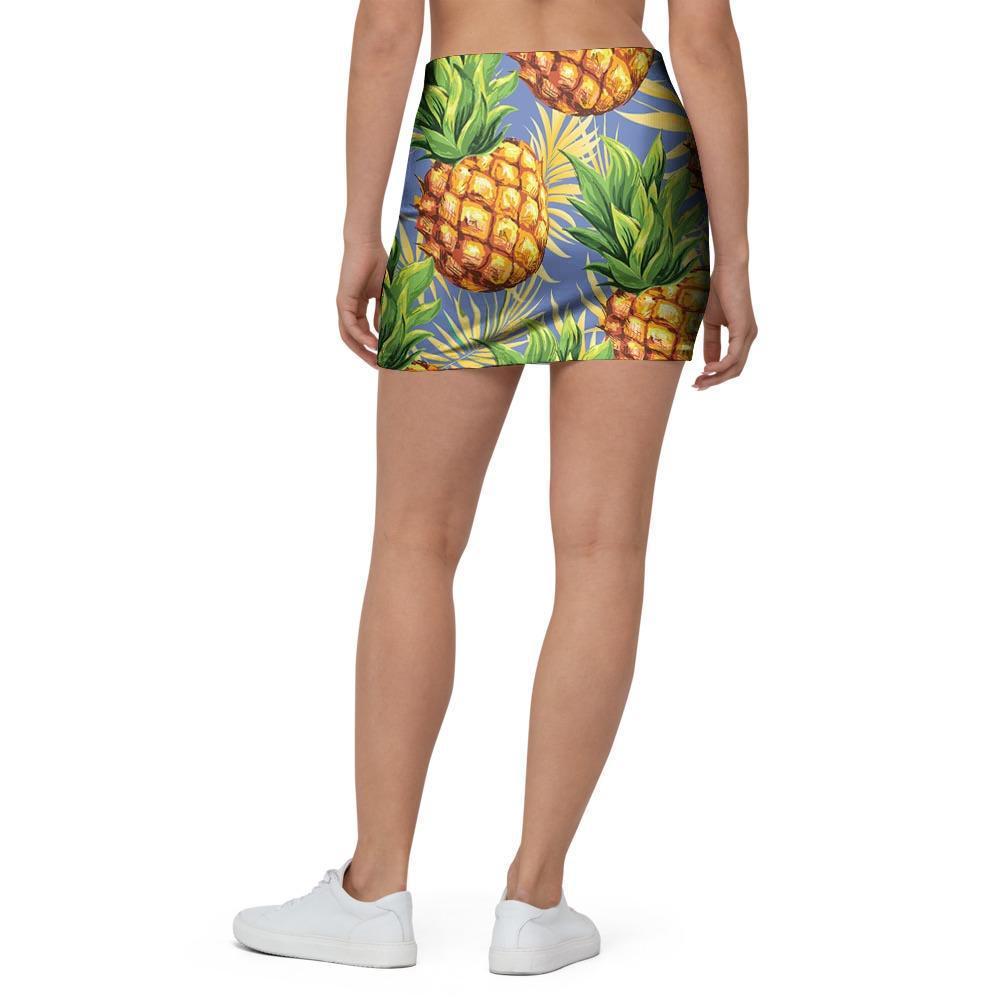Yellow Pineapple Hawaiian Print Mini Skirt-grizzshop